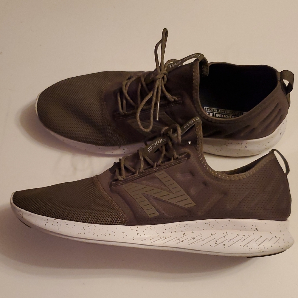 New Balance Men's Olive Sneakers with White Sole